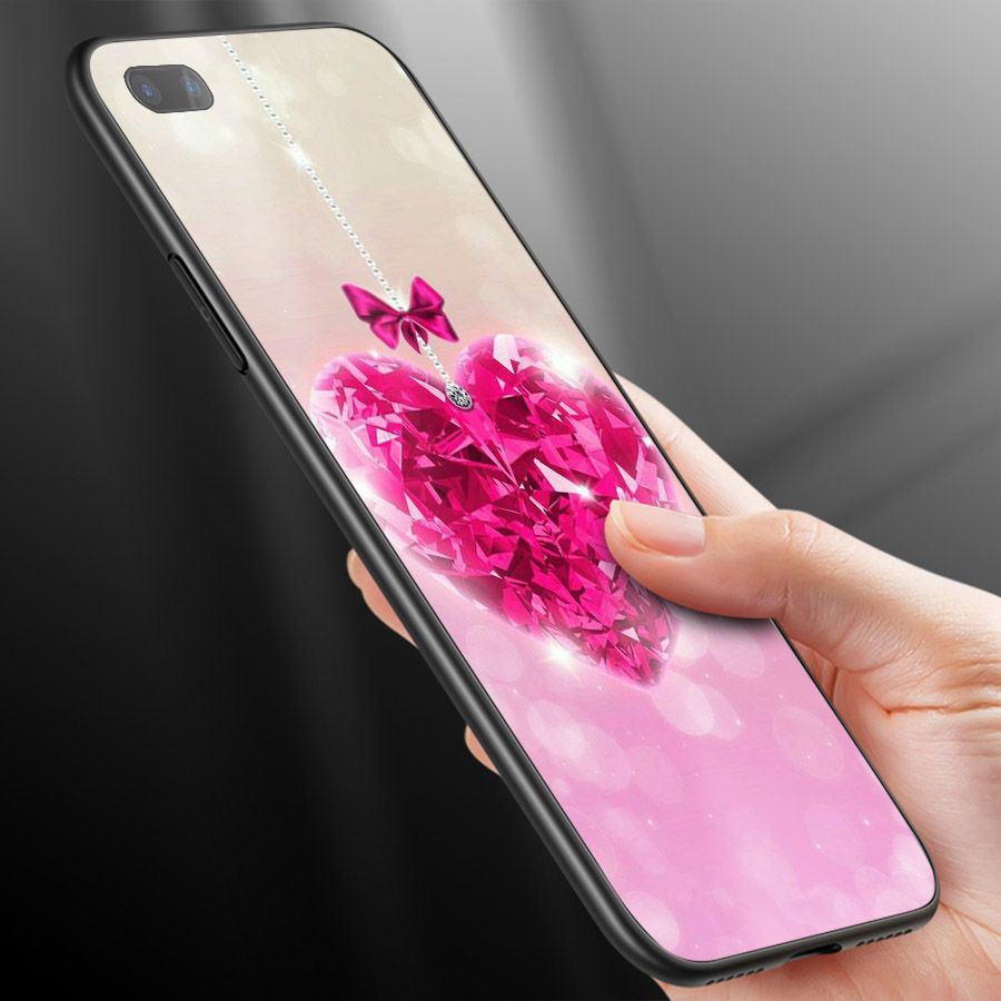 Ốp điện thoại kính cường lực cho máy Oppo Realme C1 - trái tim tình yêu MS LOVE080