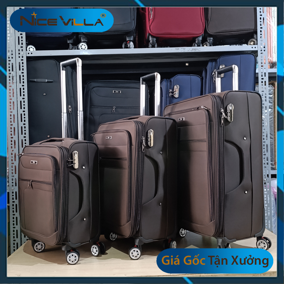 Vali Vải Cao Cấp Khóa Kéo Mở Rộng Size 20/24/28 Inch