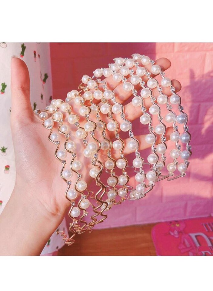 Cài tóc hạt châu gợn sóng - phụ kiện tóc nữ style Hàn Quốc