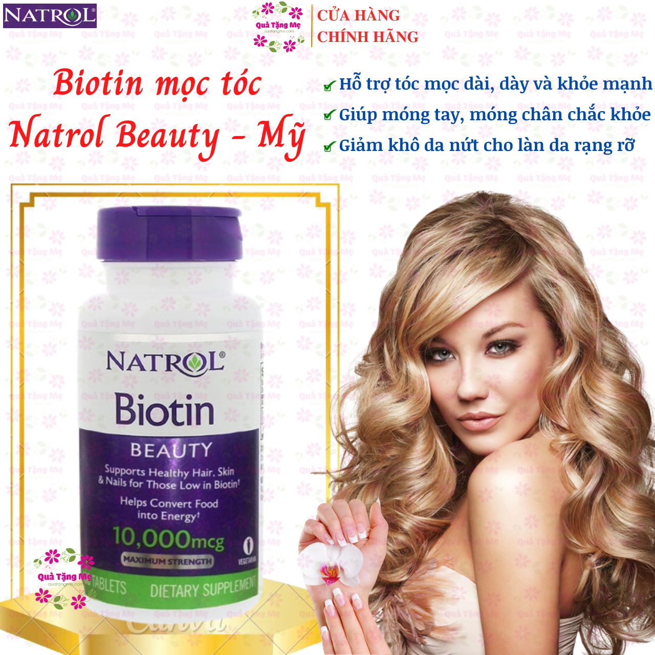 Biotin mọc tóc Natrol Beauty Mỹ