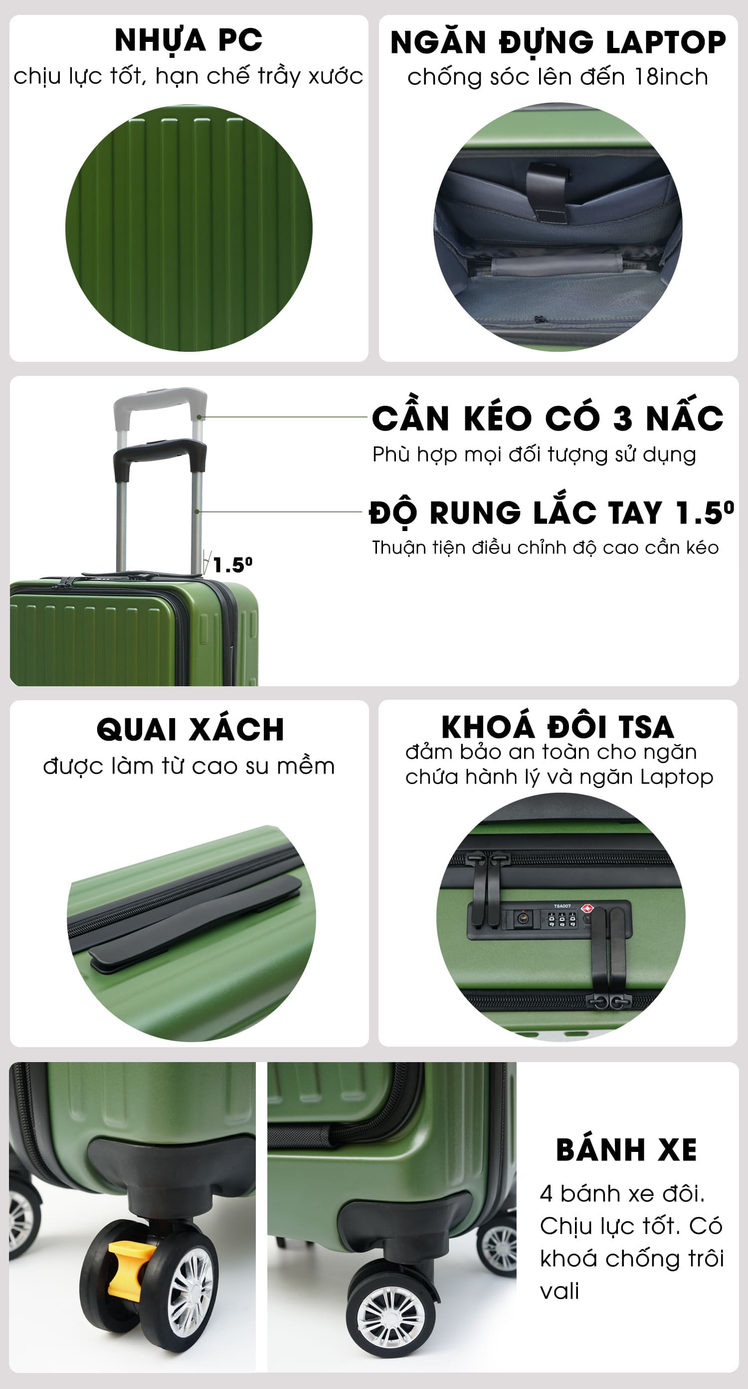 TẶNG TÚI ĐỰNG GIÀY + THẺ TAG - Vali cao cấp TRIP LUX89 size 20inch có ngăn đựng Laptop - Hàng chính hãng