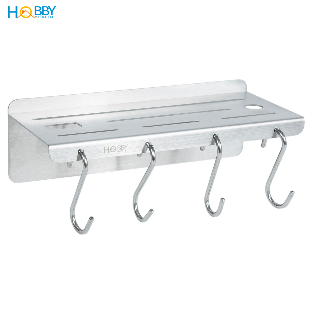 Kệ treo dao kéo Inox 304 có 4 móc treo dán tường Hobby home decor KDT