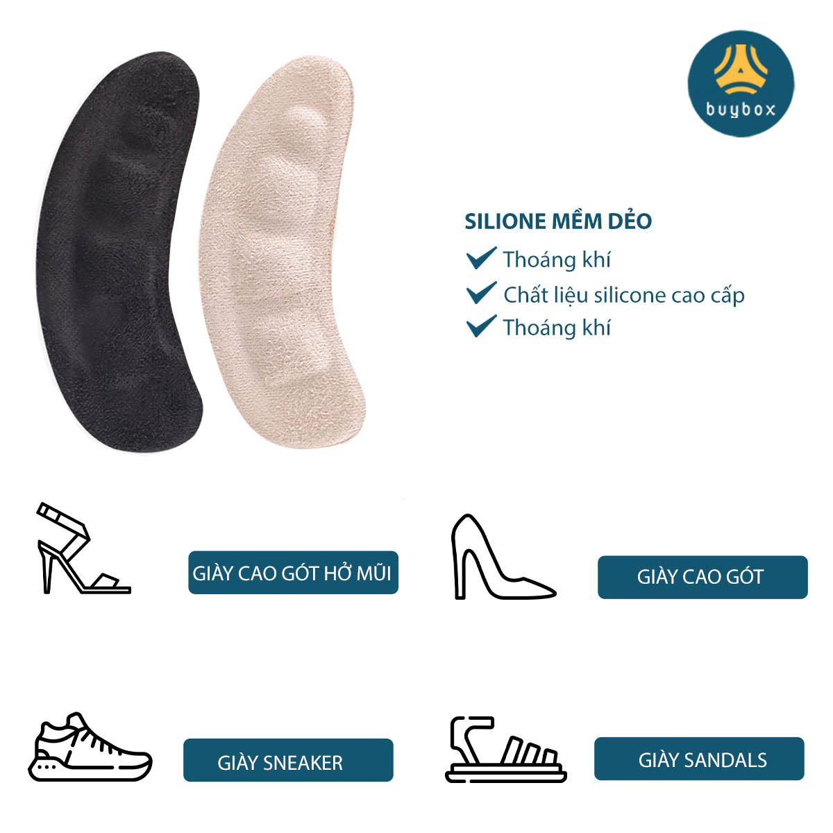 Lót giày cao gót đa năng chuyên dùng khi mang sandal giúp chống trượt bàn chân về phía mũi hoặc lót gót sau chống trầy da - BuyBox - PK277
