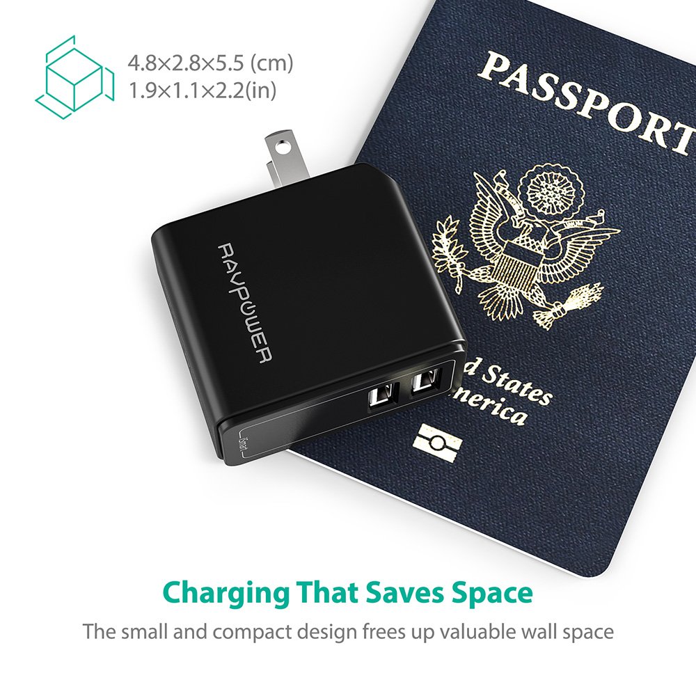 Adapter Sạc 2 Cổng 24W RAVPower RP-PC019 - Hàng Chính Hãng