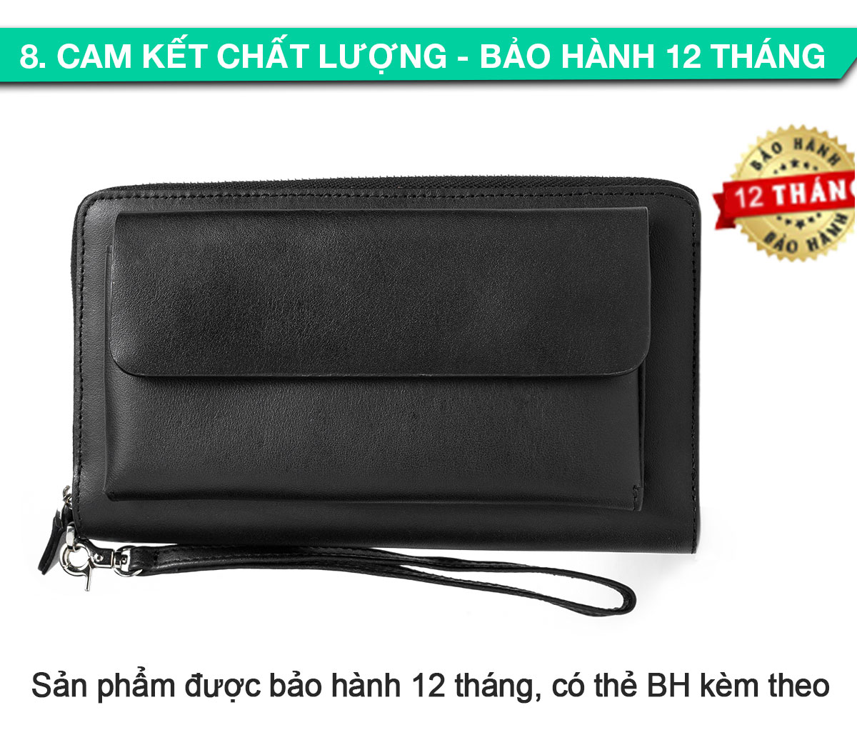 Ví dài cầm tay da bò Mill cao cấp Bụi Leather C107 - Bảo hành 12 tháng