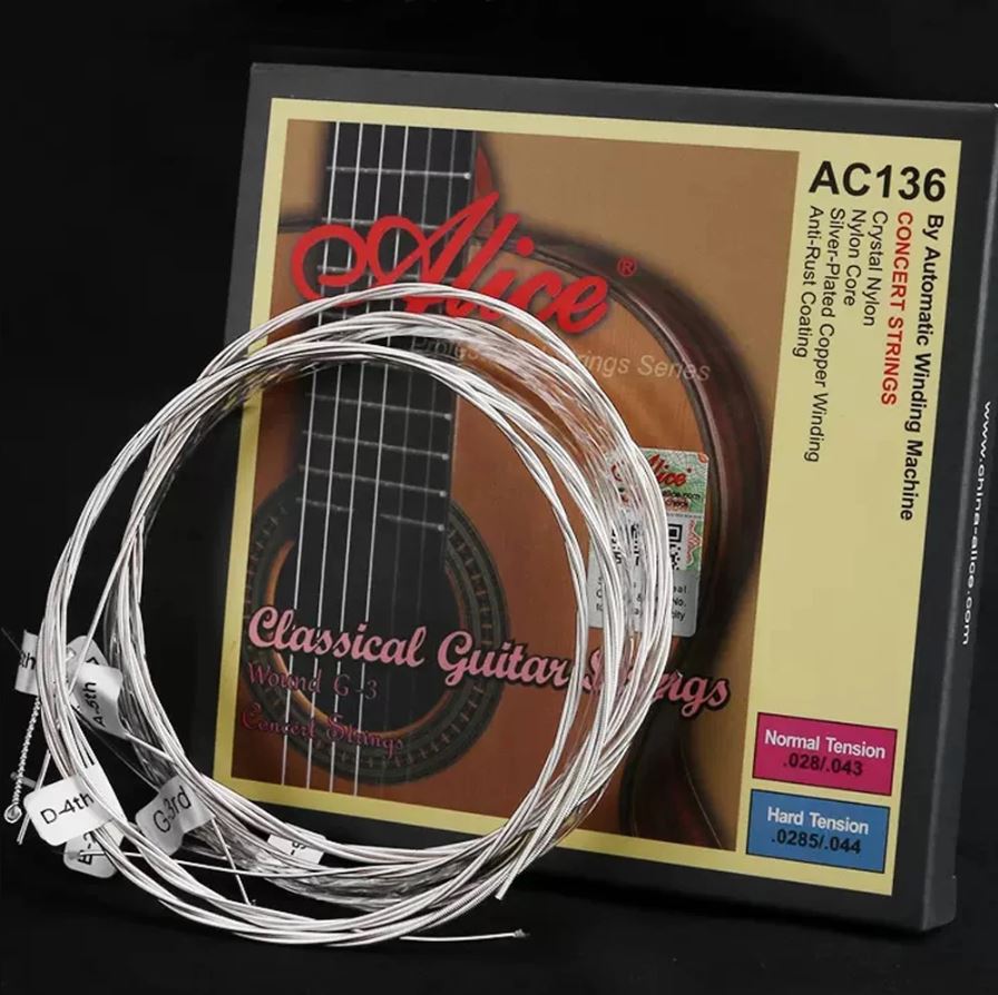 Dây Đàn Guitar Classic Alice AC136-N Nylon Core Silver Plated Copper Normal Tension Cho Guitar Cổ Điển