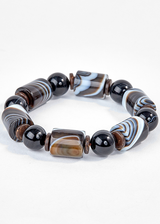 Vòng Tay Mã Não Đen Đốt Tròn Ngọc Quý Gemstones