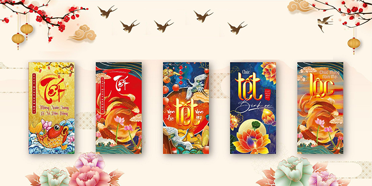 Xấp 10 Bao Lì Xì Chúc Mừng Năm Mới Mẫu Chúc Tết