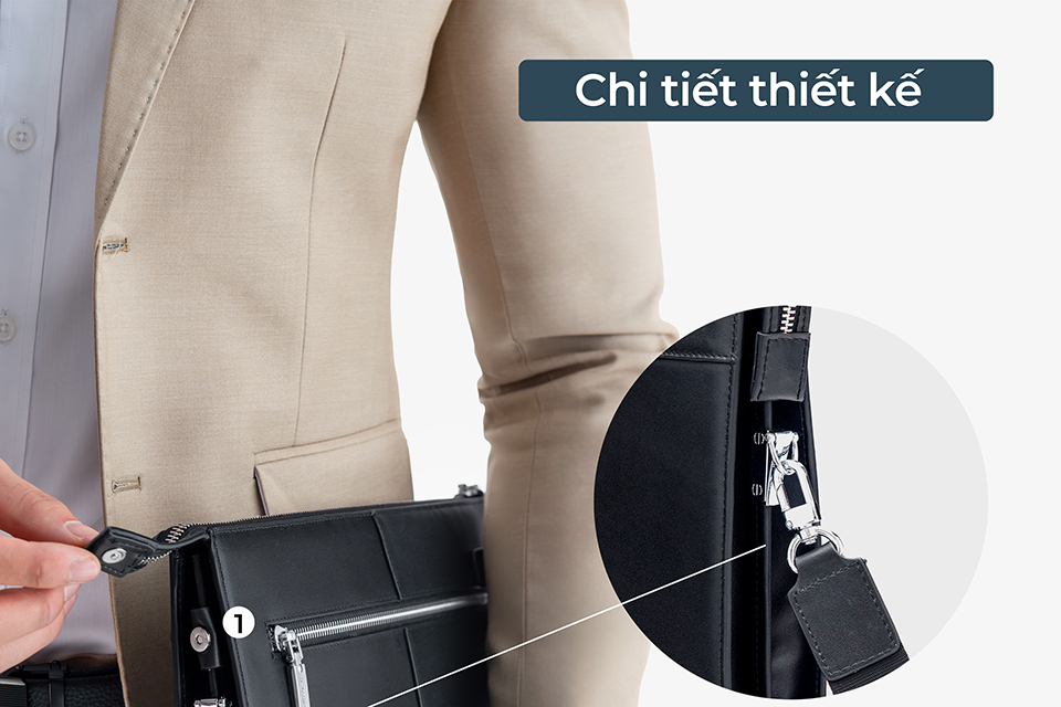 Ví Cầm Tay Nam Clutch Da GENCE CL07 Da Bò Cao Cấp Màu Đen Có Dây Đeo Vai