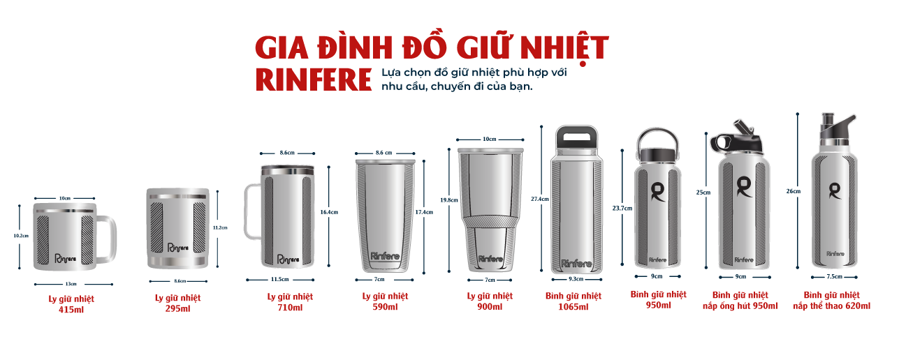 Ly Giữ Nhiệt Cà Phê Có Tay Cầm Nắp Trượt Chống Tràn Rinfere (415ml)