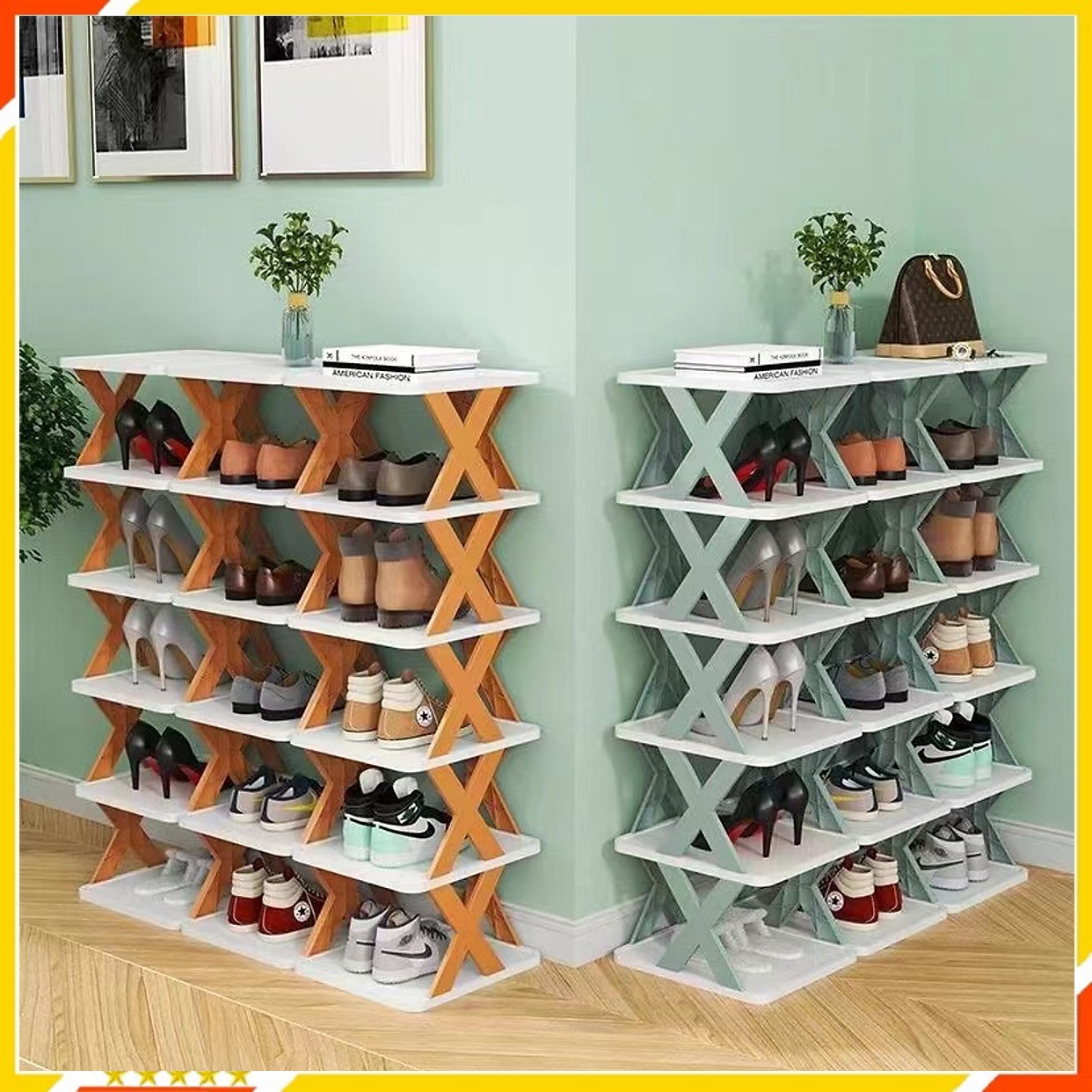 Kệ Để Giày, Kệ Để Dép 5 Tầng Chữ X Thông Minh Có Thể Tháo Lắp Gấp Gọn, Kệ Đựng Đồ Năng