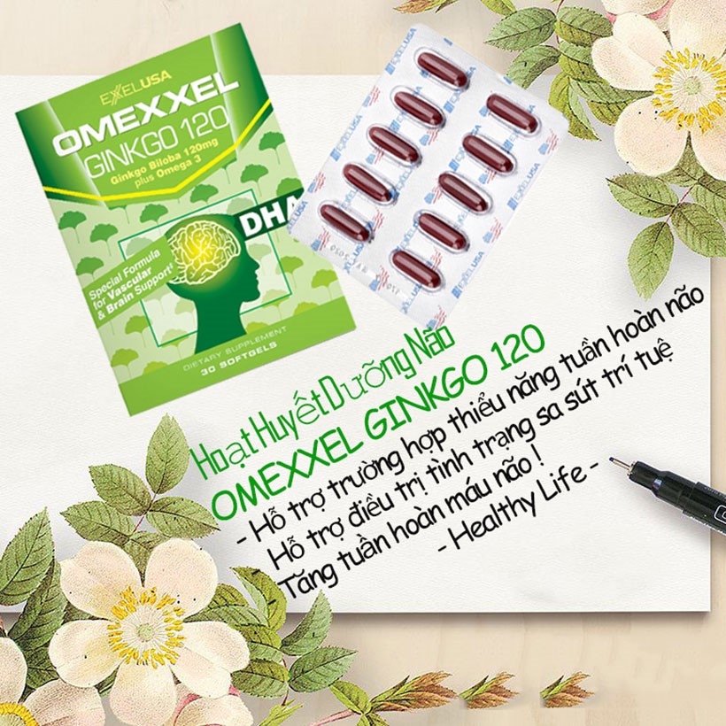 Combo 2 Hộp Thực Phẩm Chức Năng Viên Uống Hoạt Huyết Dưỡng Não Omexxel Ginkgo 120 (30 Viên / Hộp)