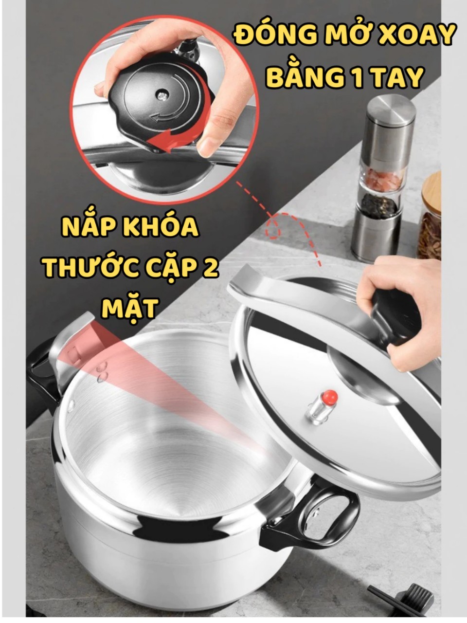Nồi áp suất nấu bếp từ , bếp ga FUJIKA 4L-5L-7L