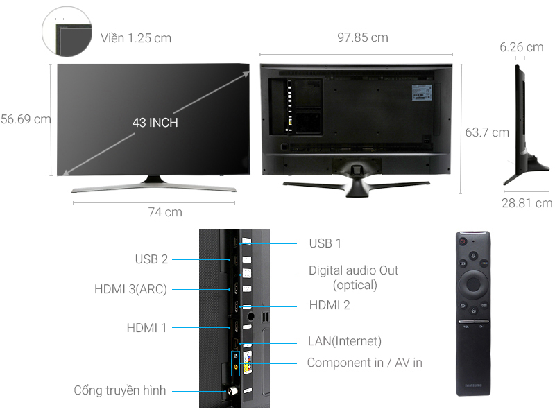 Smart Tivi Samsung 43 inch 4K UHD UA43MU6100KXXV