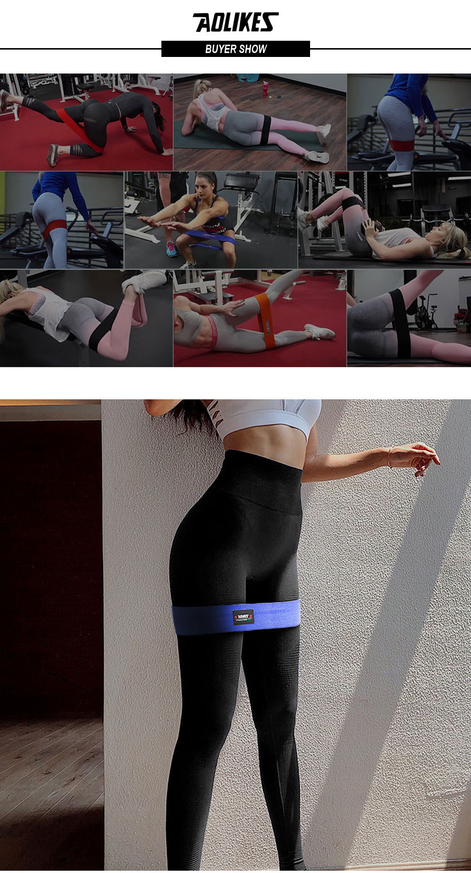 Dây kháng lực tập cơ mông đùi Hip Resistance Bands AOLIKES YE-3603