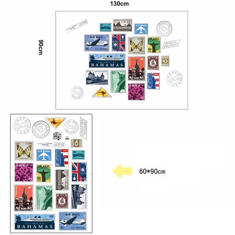 Decal 3D bộ sưu tập tem trên thế giới AmyShop DKN104 (90 x 130cm)