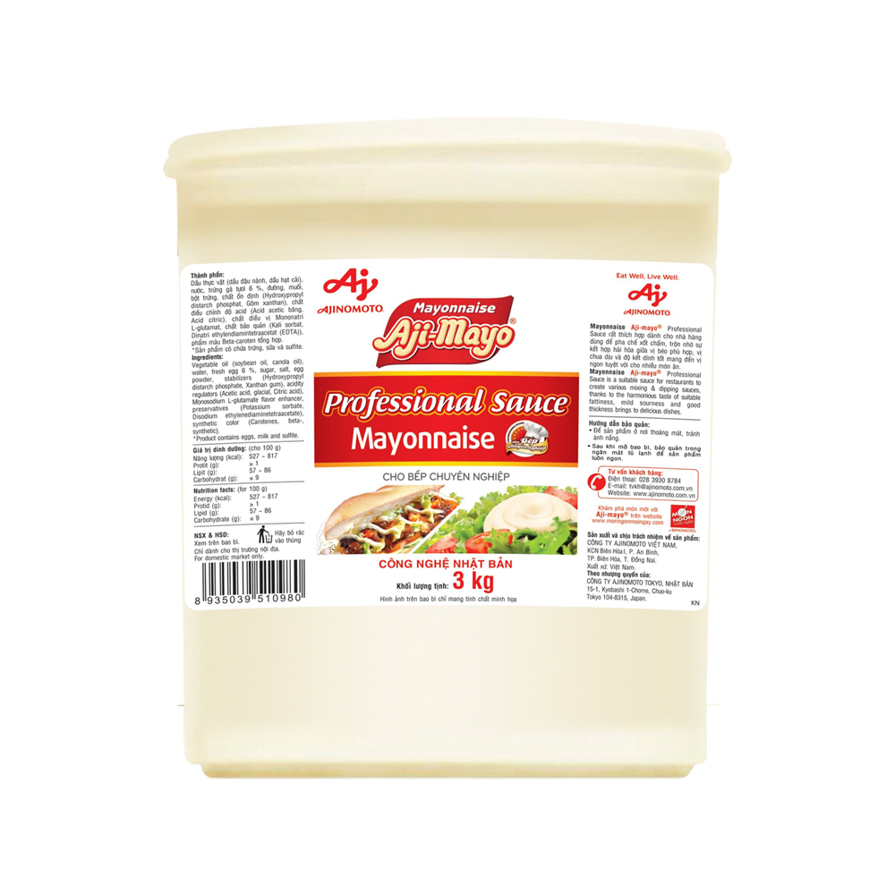 Xốt Mayonnaise Aji-mayo® Professional Sauce 3kg/Thùng