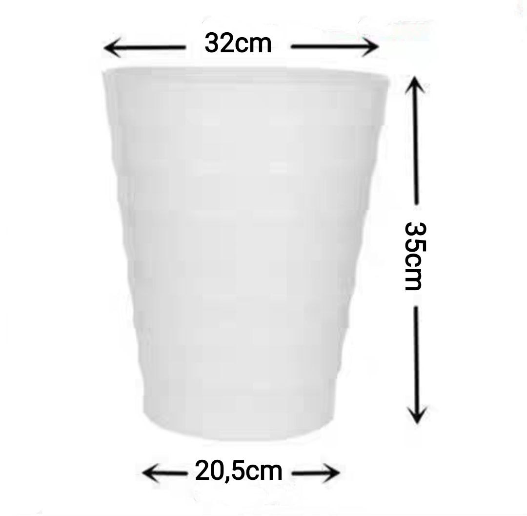 Combo từ 1 đén 2 chậu vòng tròn trồng cây cảnh bằng nhựa ABS bóng cao cấp  M 32 cm x C 35cm Màu trắng