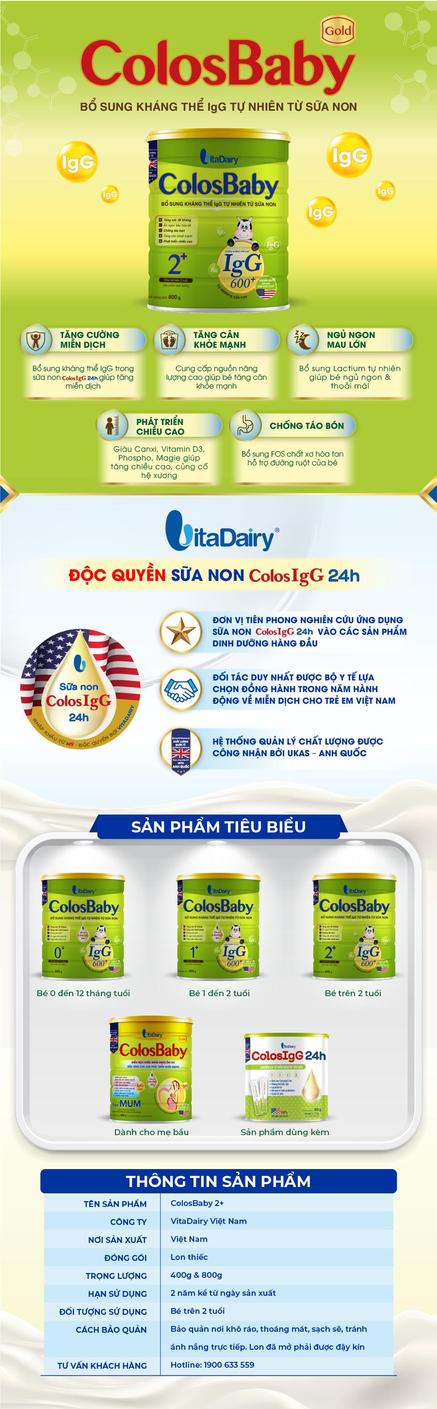 Sữa non COLOSBABY 600 IgG 2+ (400G)