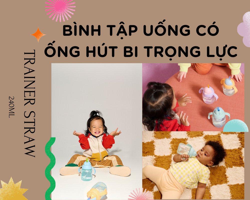 Bình tập uống nước có ống hút bi trọng lực chống tràn, chống sặc Tommee Tippee Trainer Straw, 240ml, cho bé từ 6 tháng– Xanh