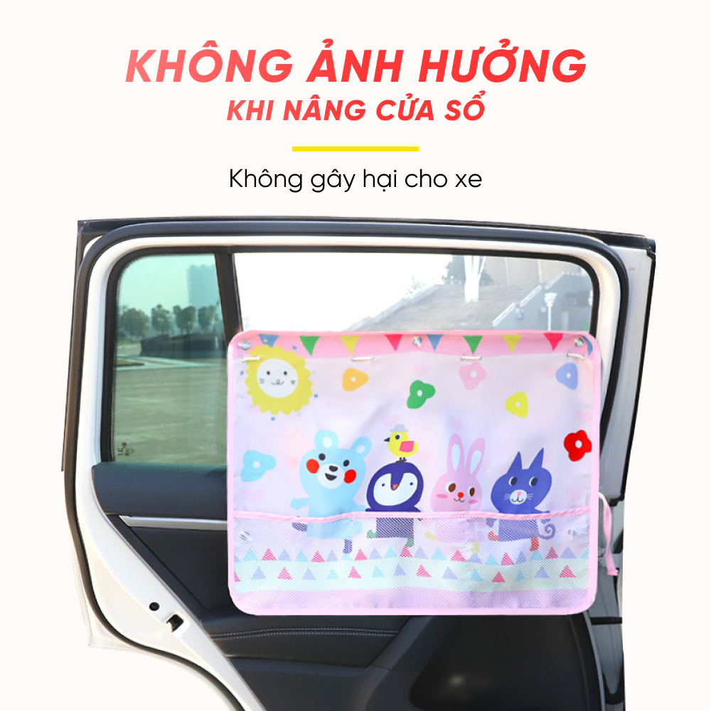 Màn che nắng cửa xe ô tô có miếng hút chắc chắn, rèm che nắng hoạt hình dễ thương vải siêu dày - giao mẫu ngẫu nhiên