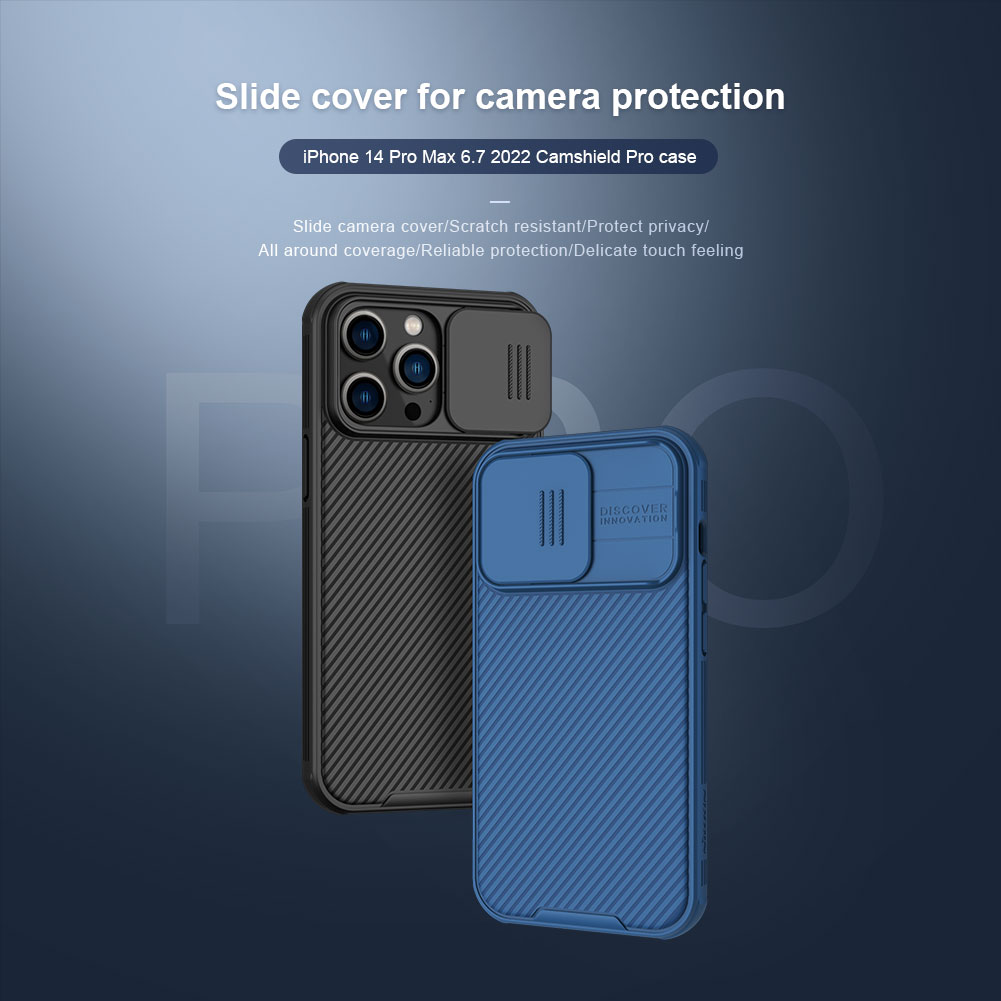 Ốp Lưng Bảo Vệ Camera Dành Cho iPhone 14 Pro Max / 14 Pro / 14 Plus/ 14 Chính Hãng Nillkin CamShield Có Nắp Trượt Camera, Chống Sốc, Chống Trượt, Chống Vân Tay, Tản Nhiệt - Hàng Chính Hãng