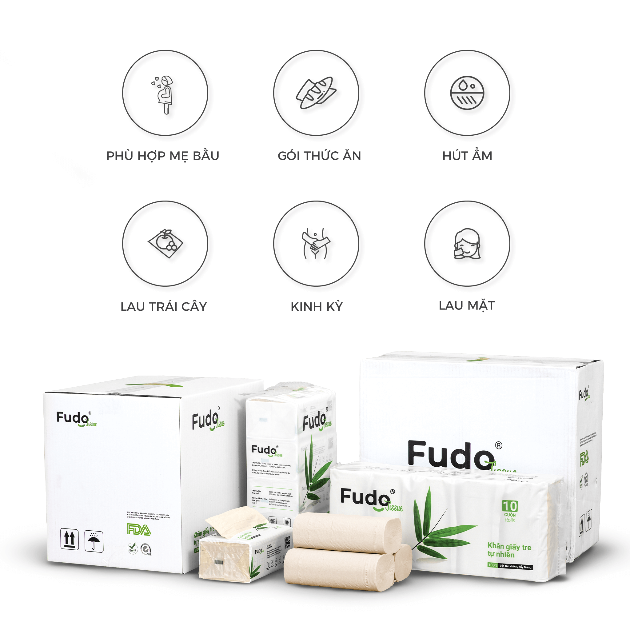 khăn giấy tre fudo - combo 4 gói giấy ăn 100% bột tre, không tạo mùi, không tẩy trắng, siêu mềm, siêu mịn, siêu dai 10