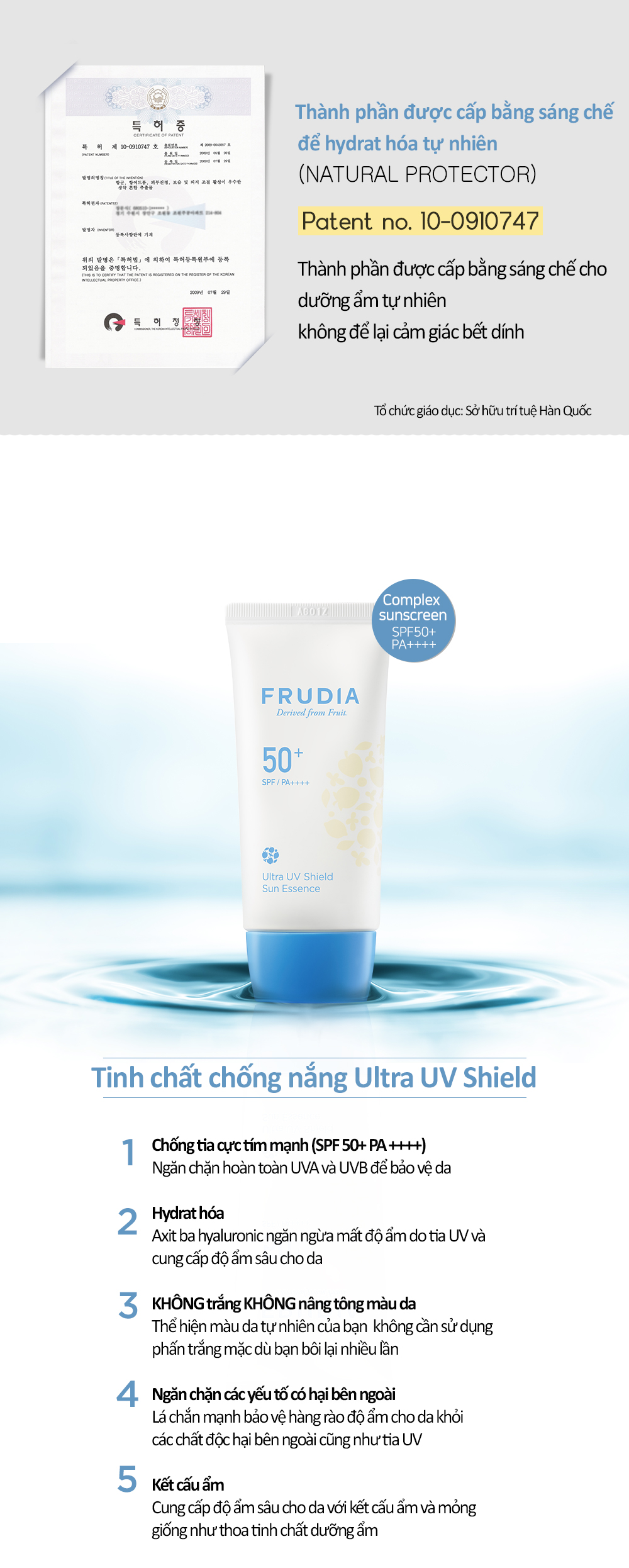 Tinh Chất Chống Nắng Frudia Ultra Uv Shield Sun Essence 50+ Spf/Pa++++ Dưỡng Ẩm Ngăn Ngừa Tia UV (50g)