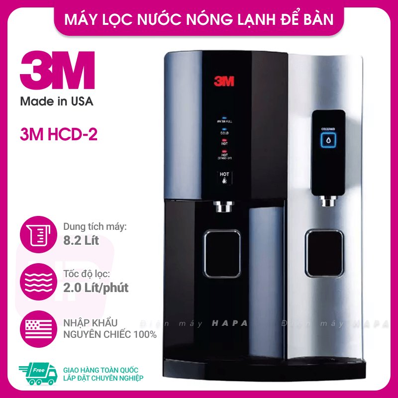 Máy Lọc Nước Uống Mỹ Nóng Lạnh Để Bàn 3M HCD-2 Cao Cấp