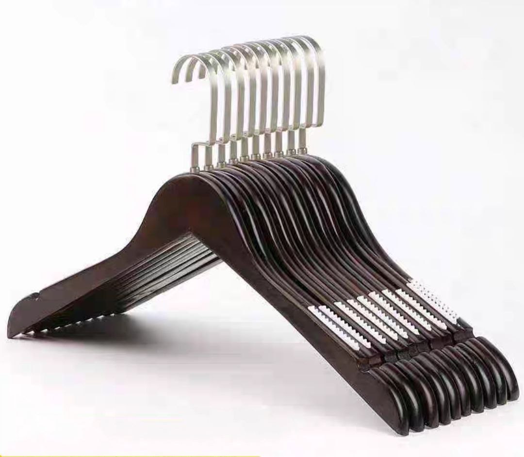 Combo CHỤC móc gỗ đầu tròn treo quần áo móc gỗ có vai nệm nam chống trượt dài 44,5cm