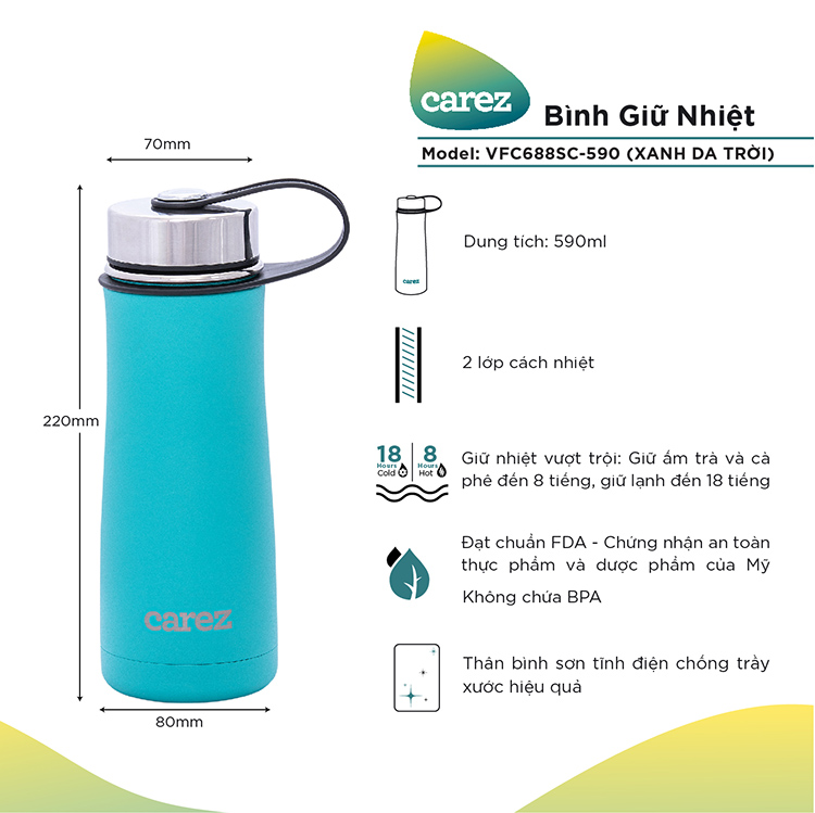 Bình Giữ Nhiệt CAREZ Travel Series (590ml)