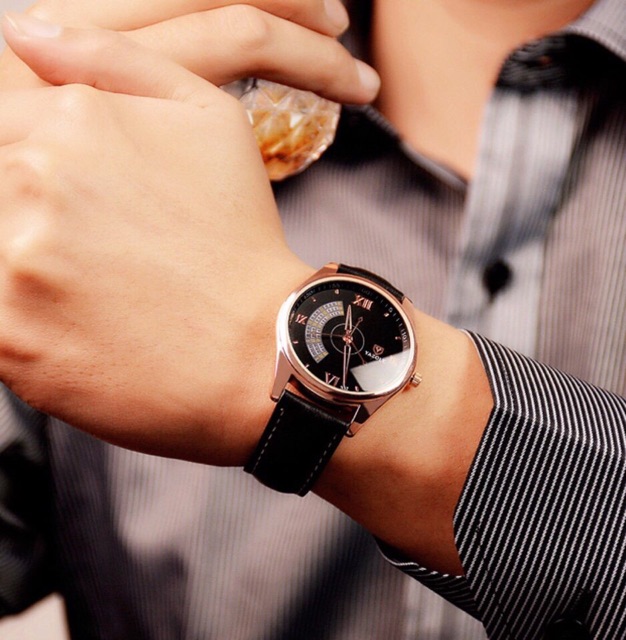 Đồng Hồ Nam Dây Da Yazole 337 (40mm) - Đen