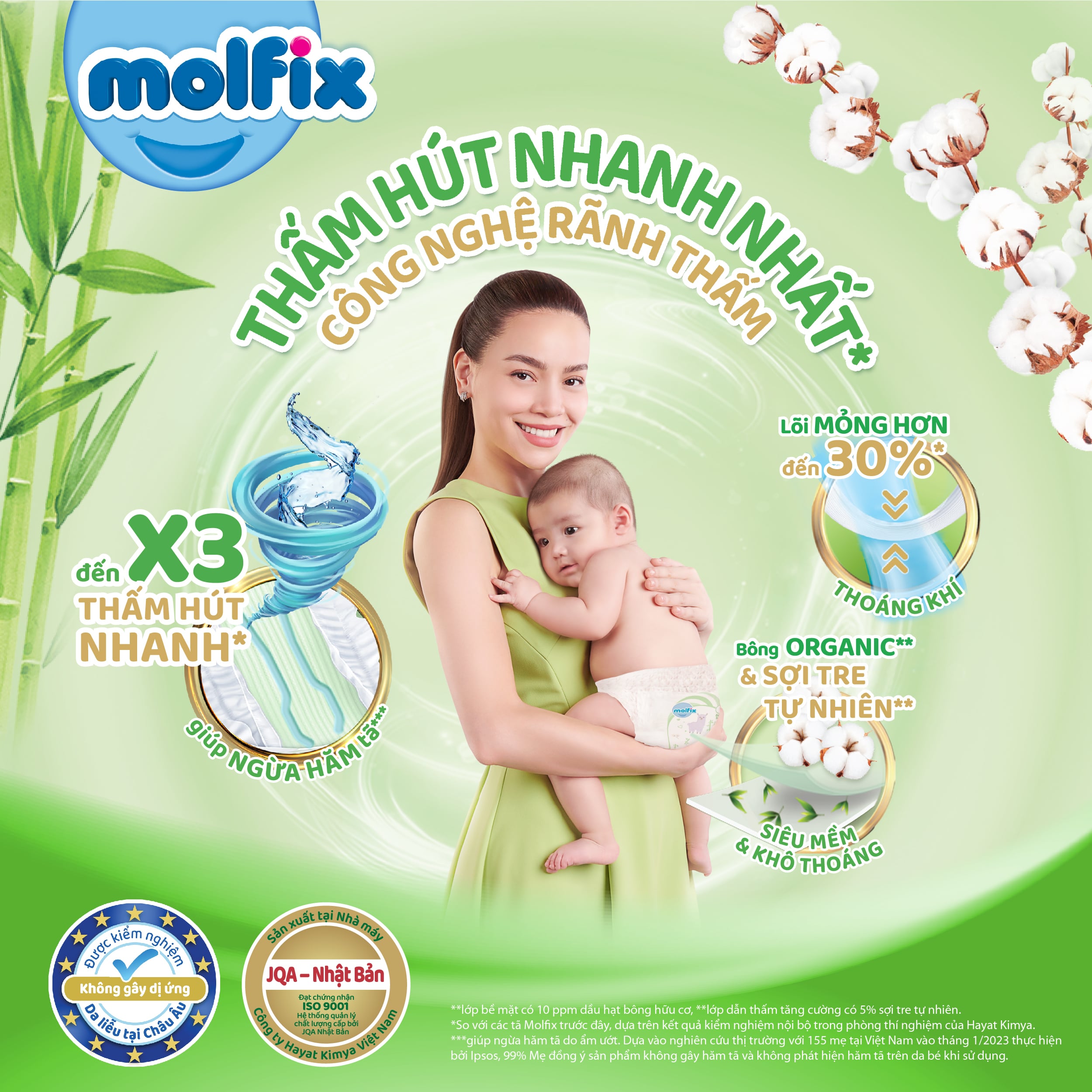 Tã/bỉm dán Molfix Thiên nhiên Jumbo L (9kg - 13kg) - Gói 40+6 miếng