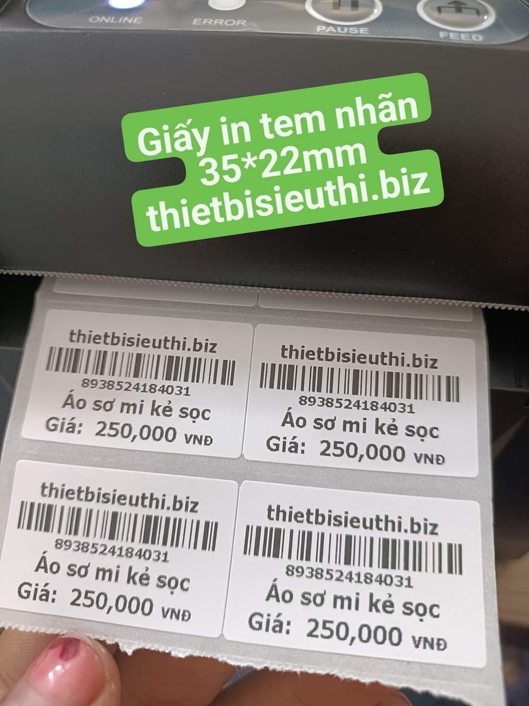 [Set 5 cuộn] Giấy in mã vạch 2 tem khổ 70x22 - Hàng Nhập Khẩu