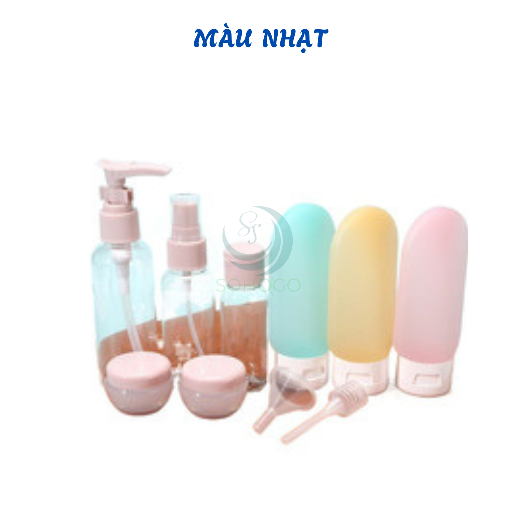 Bộ 11 Lọ Chiết Mỹ Phẩm Du Lịch Tiện Dụng Kèm Túi Đựng 11 Món- Chọn màu-Combo 11 Món Chai Chiết Du Lịch Cao Cấp – Silicone Mềm, Đa Dụng, Chuẩn Mang Lên Máy Bay