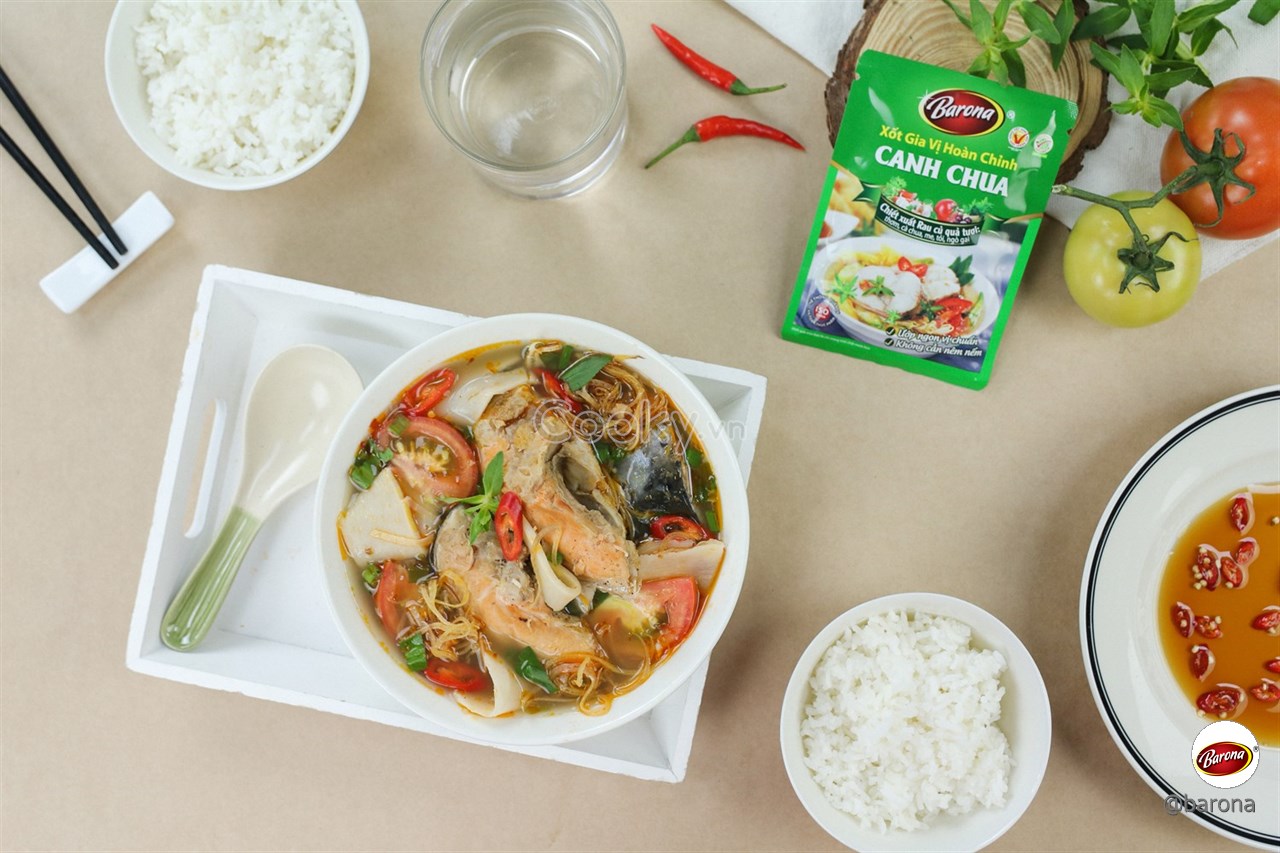 Combo 3 Gói Gia Vị Canh Chua Barona 80g chay mặn dùng được, tươi ngon chuẩn vị không cần nêm nếm