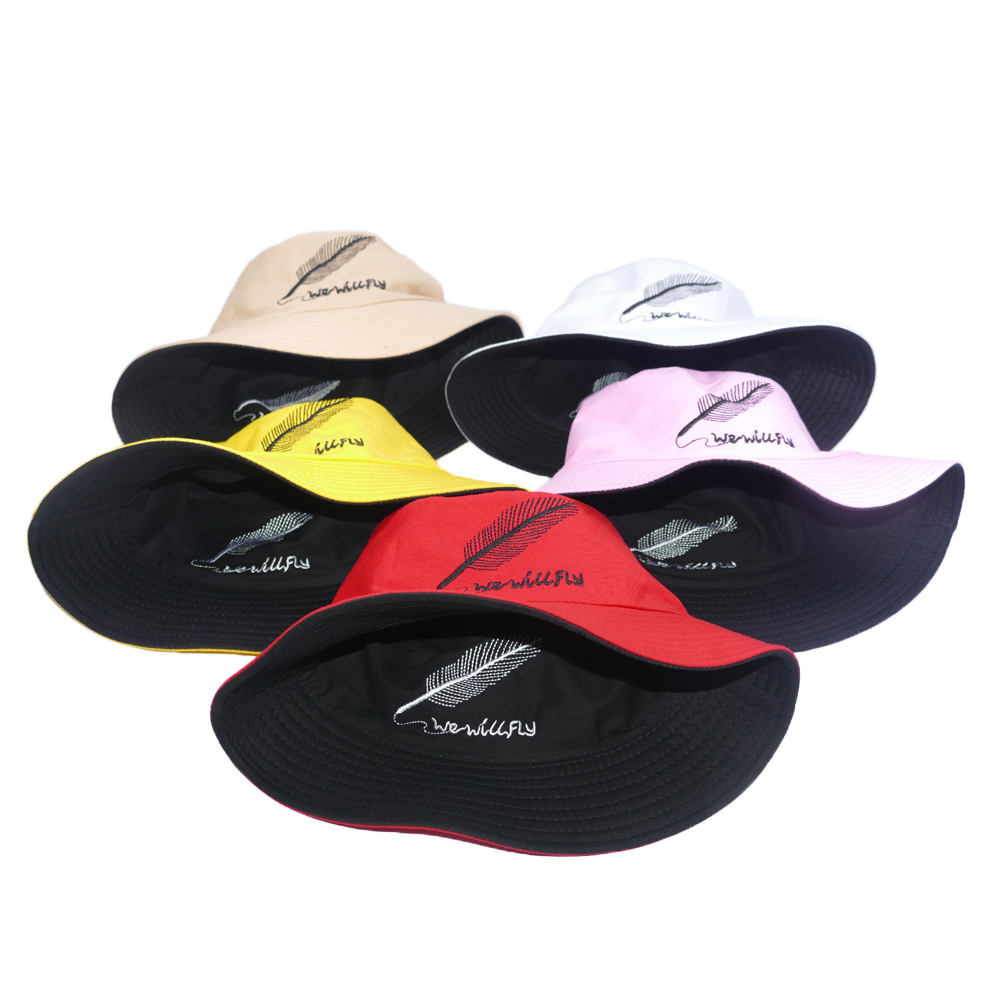 Nón bucket tai bèo thêu hình chiếc lá We Will Fly, may 2 lớp với 2 màu khác nhau độc đáo, vải cotton mềm mại thoải mái