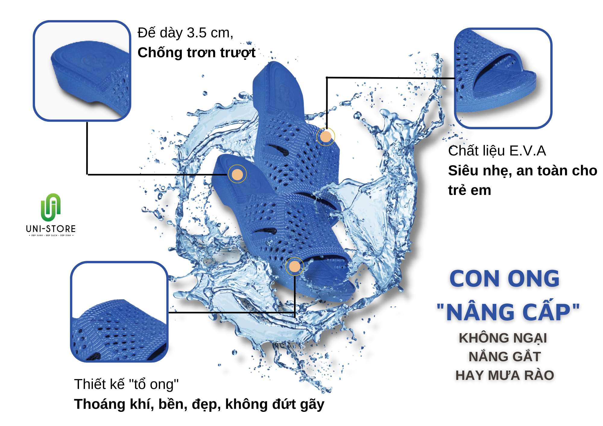 Dép tổ ong [Size 35-38] KÈM STICKER NGẪU NHIÊN cao cấp siêu bền, siêu nhẹ, chống trơn trượt