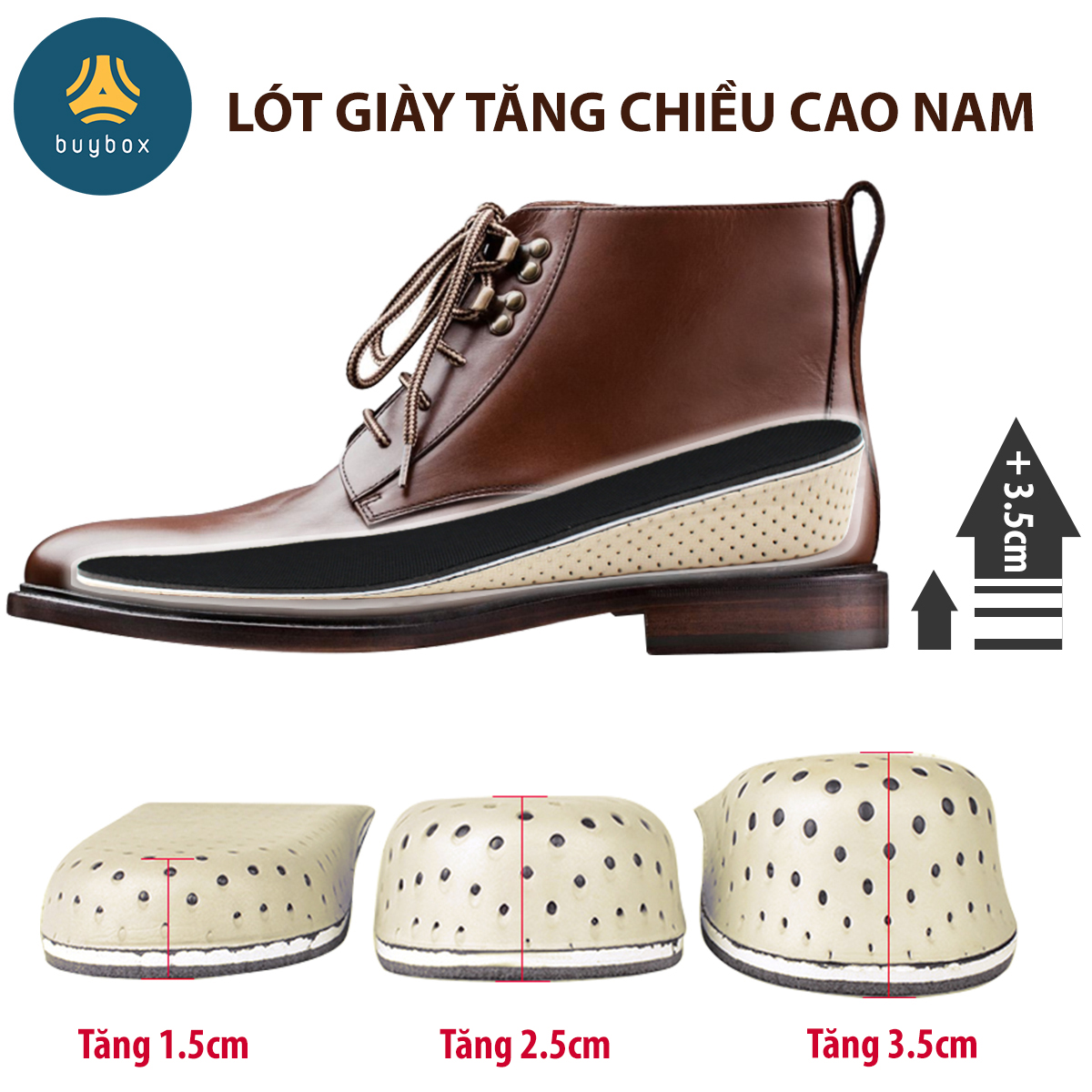 Lót giày tăng chiều cao 3.5cm buybox