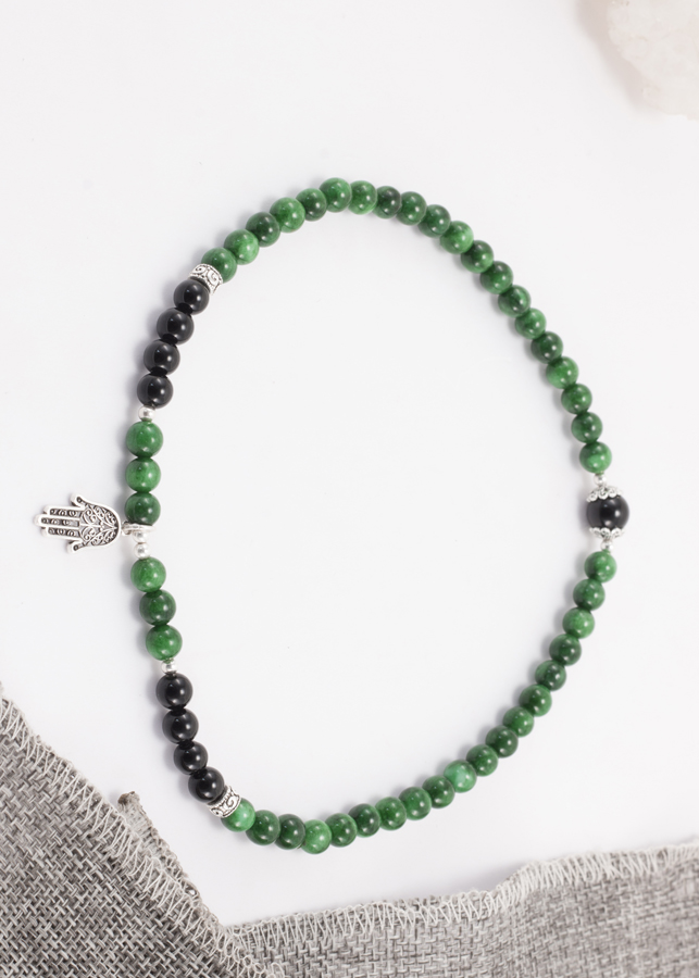 Vòng 2 Line Đá Cẩm Thạch Sơn Thuỷ Phối Charm Bạc (6mm) Ngọc Quý Gemstones