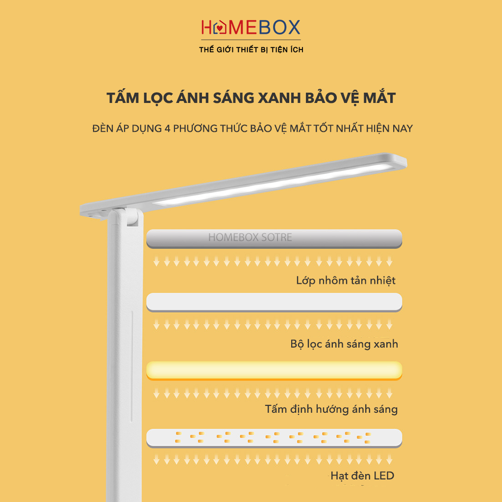 Đèn Học Chống Cận Thị Bảo Vệ Mắt - Đèn Học Để Bàn Cảm Ứng 3 Chế Độ Ánh Sáng Chống Chói Lóa Mắt - Đèn Học Đọc Sách, Đèn Bàn Làm Việc, Trang Trí - Hàng Chính JYoohome