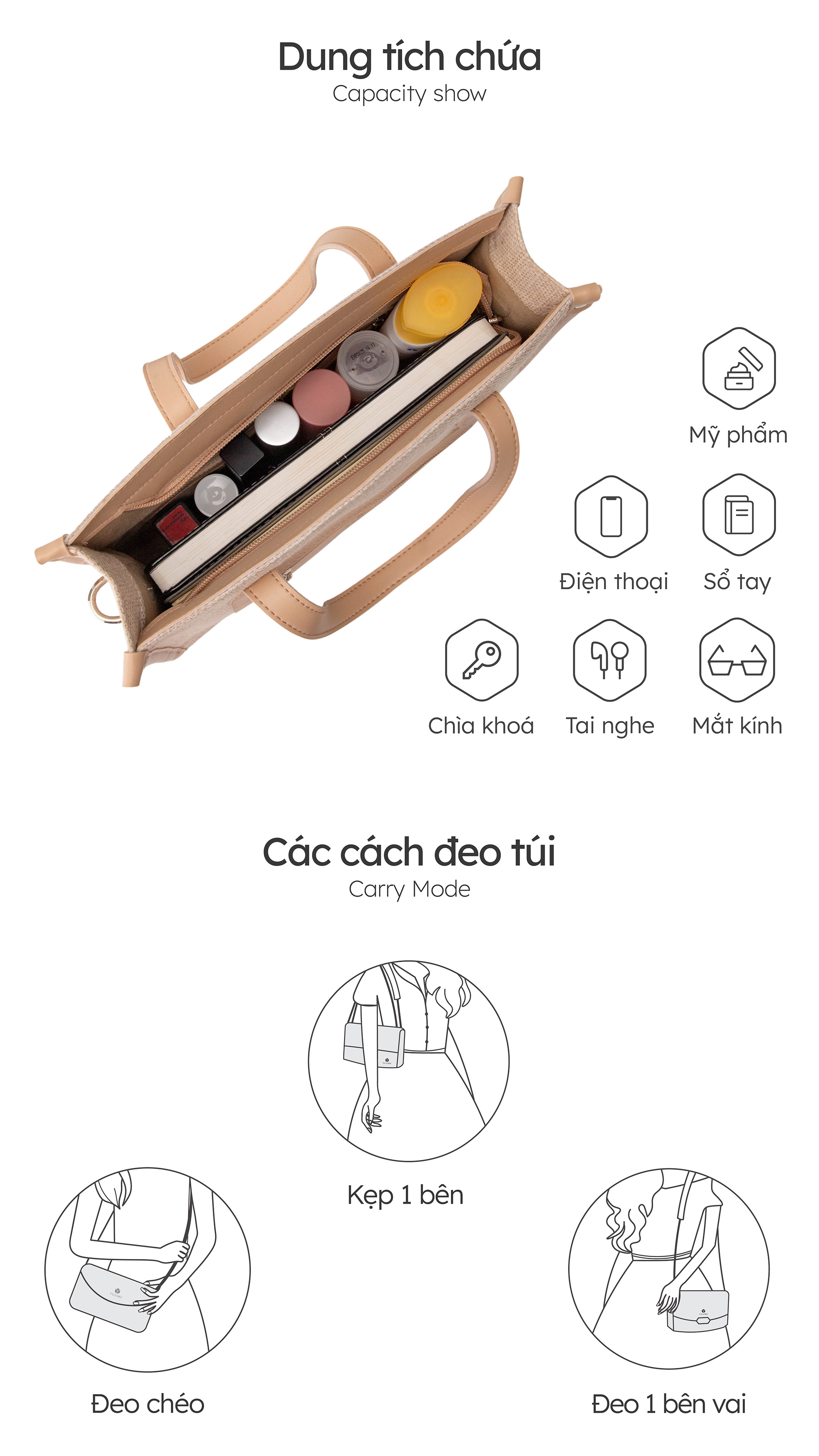 Túi Yuumy ( Thời trang nữ mini cói phối màu - Túi đeo chéo da Seasand YN209 )