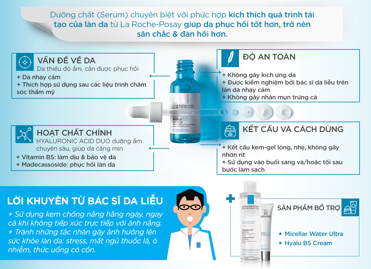 Dưỡng Chất Chuyên Sâu Giúp Hỗ Trợ Quá Trình Tái Tạo Da La Roche-Posay Hyalu B5 Serum 30ml | dailyshop | Tiki