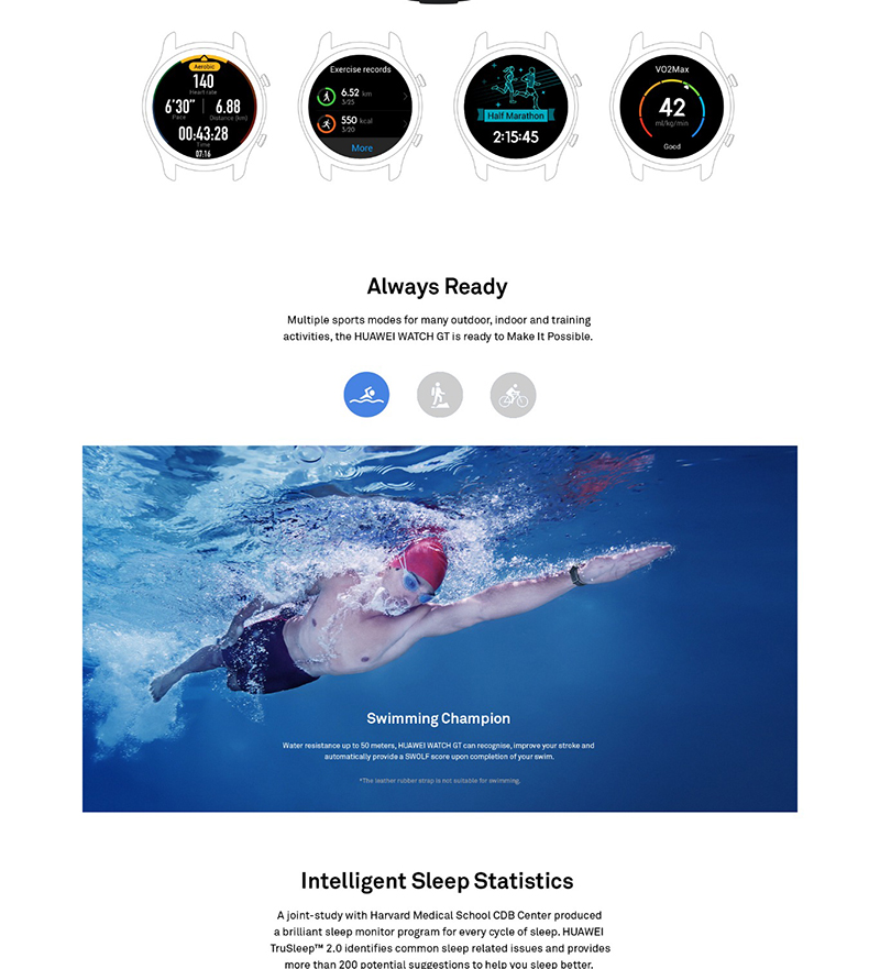 HUAWEI WATCH GT sports black outdoor sports watch real-time heart rate HD color screen + sleep / pressure monitoring + smart remin