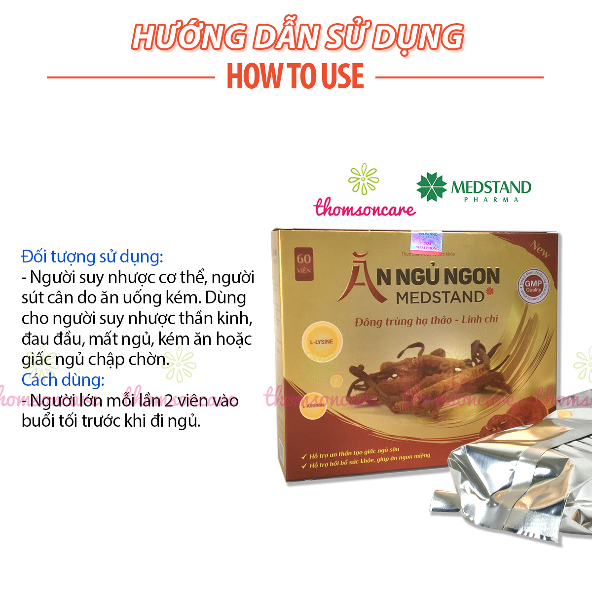 ăn ngủ ngon medstand - hàm lượng cao đông trùng hạ thảo và linh chi 1