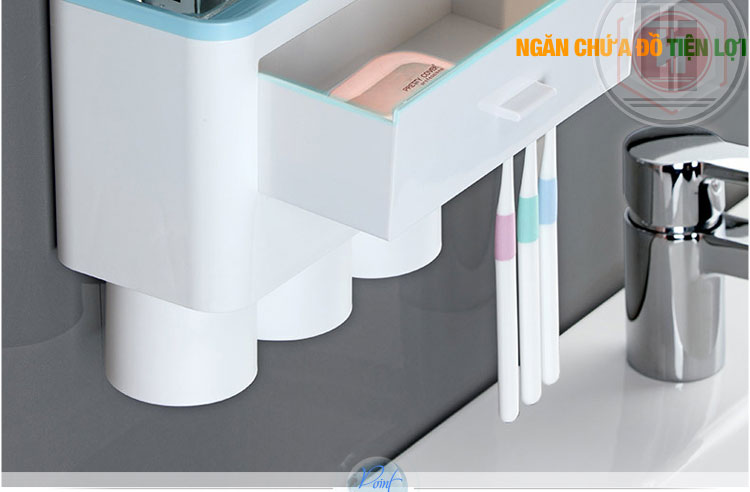 Kệ để đồ nhà tắm HT SYS - ECOCO - OENON - Tích hợp nhả kem đánh răng tự động - 2/3/4 Cốc