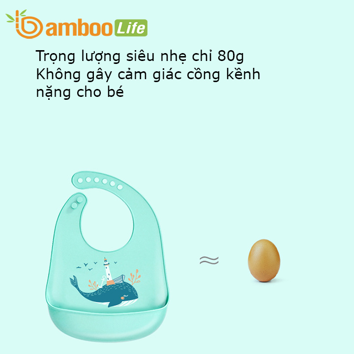 Yếm ăn dặm cho bé Bamboo Life BL068 hàng chính hãng Yếm ăn dặm silicon Yếm ăn dặm có máng chống bám bẩn Đồ dùng ăn dặm cho bé