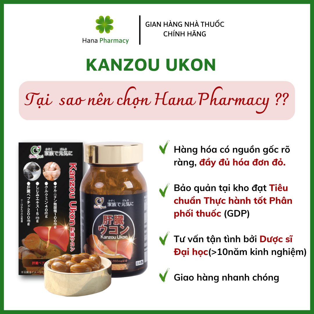 [Nội địa Nhật] TP KANZOU UKON bổ gan, hỗ trợ tăng cường chức năng gan, mát gan đẹp da, tái tạo tế bào gan (Hộp 90 viên/30 ngày)