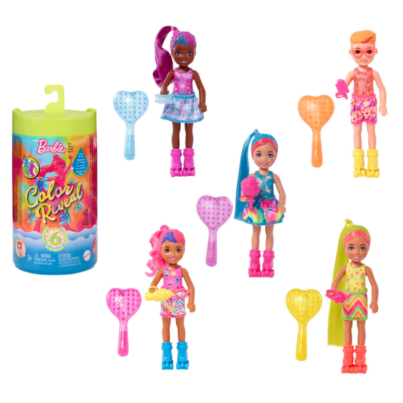 đồ chơi barbie búp bê chelsea đổi màu - phiên bản sắc màu neon hcc90 2