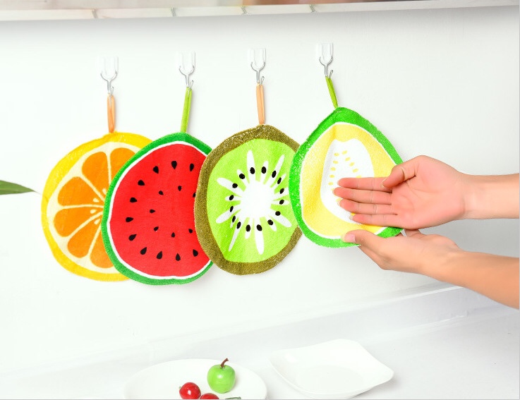 Khăn lau đa năng siêu thấm họa tiết trái cây hình tròn 20cm